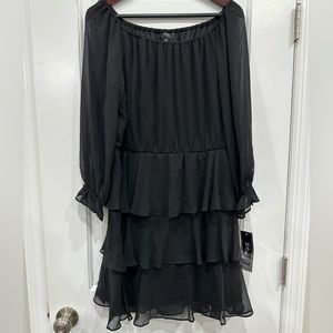 Black dress with sheer long sleeves